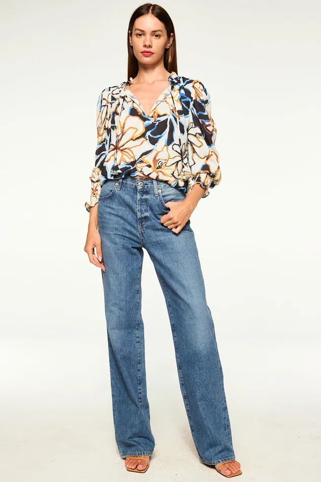 Misa Los Angeles Siena Top Bold Blooms Crepe Women Tops