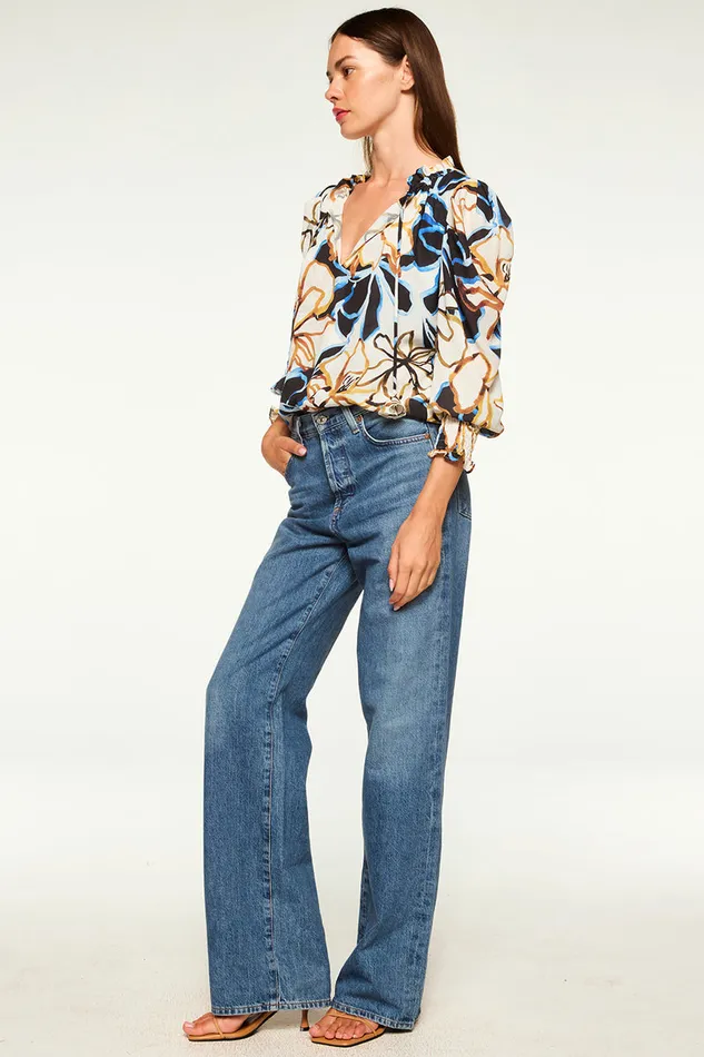 Misa Los Angeles Siena Top Bold Blooms Crepe Women Tops