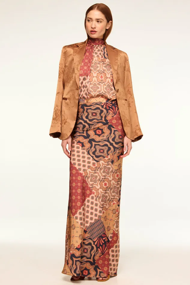 Misa Los Angeles Sierra Skirt Surreal Patchwork Satin Women Skirts and Shorts
