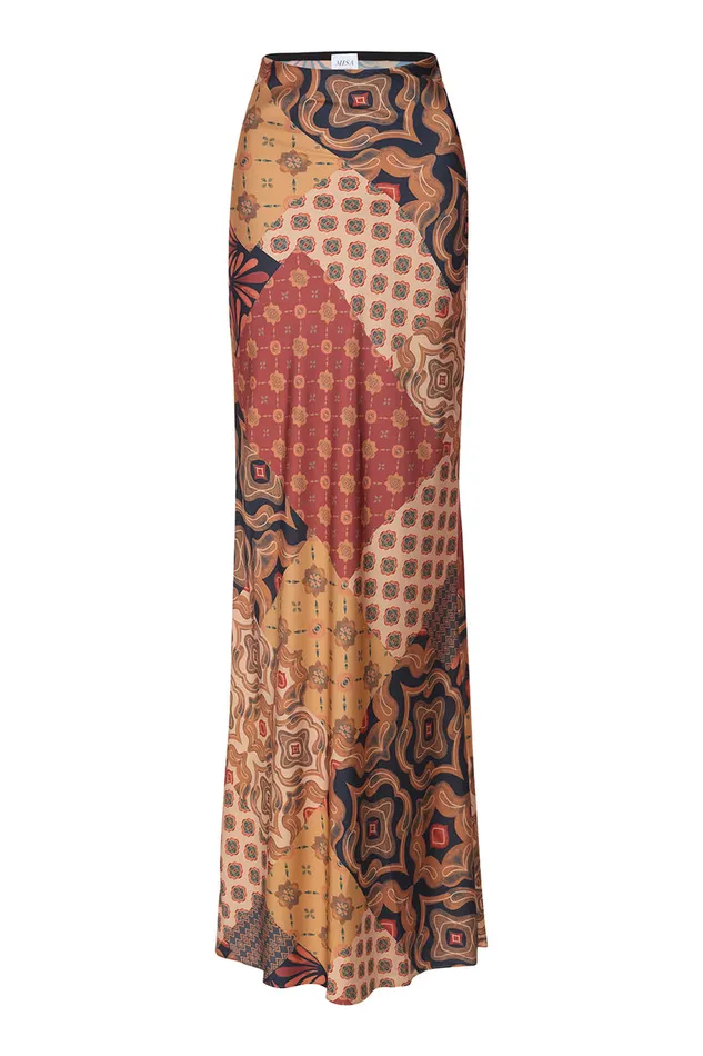 Misa Los Angeles Sierra Skirt Surreal Patchwork Satin Women Skirts and Shorts