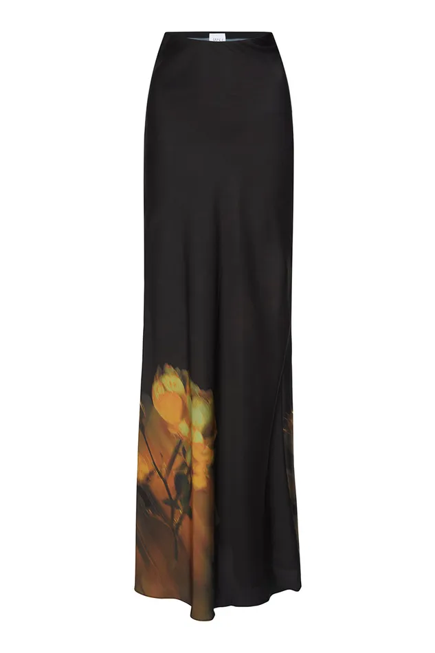 Misa Los Angeles Sierra Skirt Yellow Rose Satin Women Matching Sets