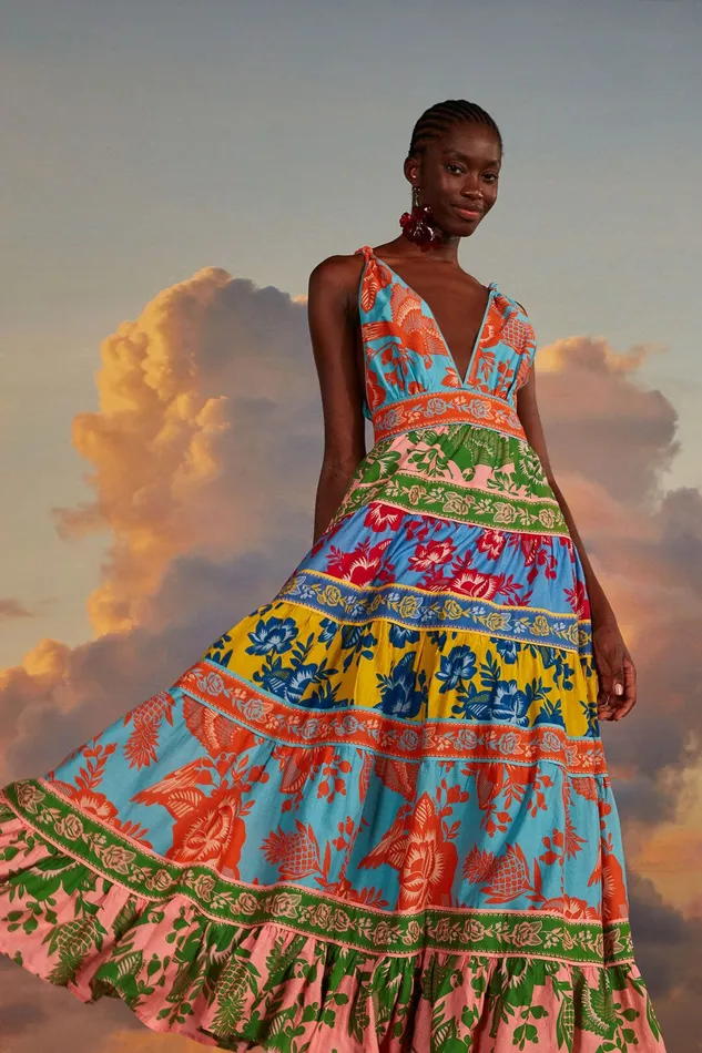 Mixed Lace Garden Midi Dress Women Farm Rio Midi Dresses