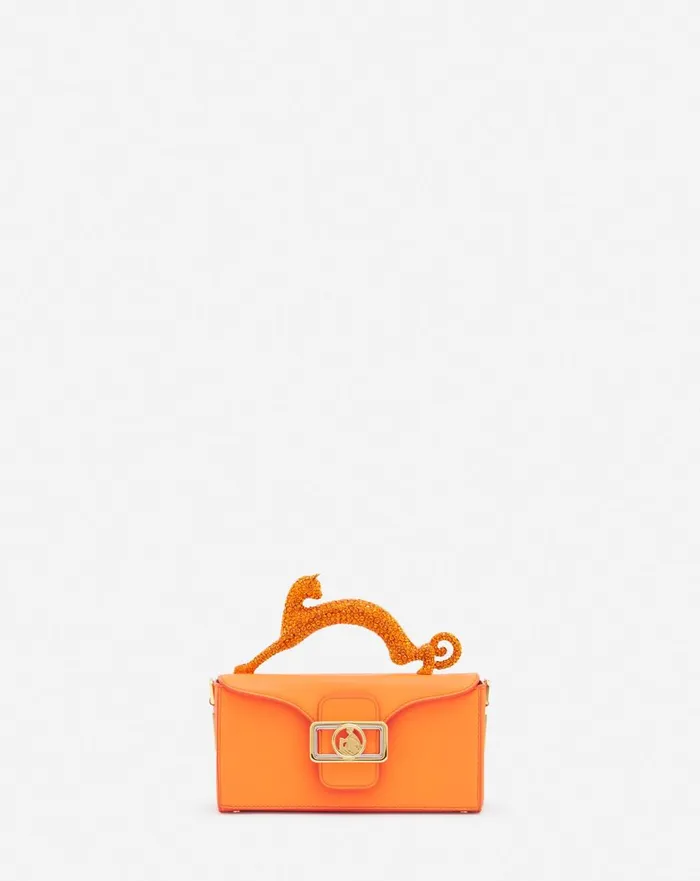 Nano Pencil Cat Leather And Rhinestone Bag Bright Orange Women Lanvin Pencil