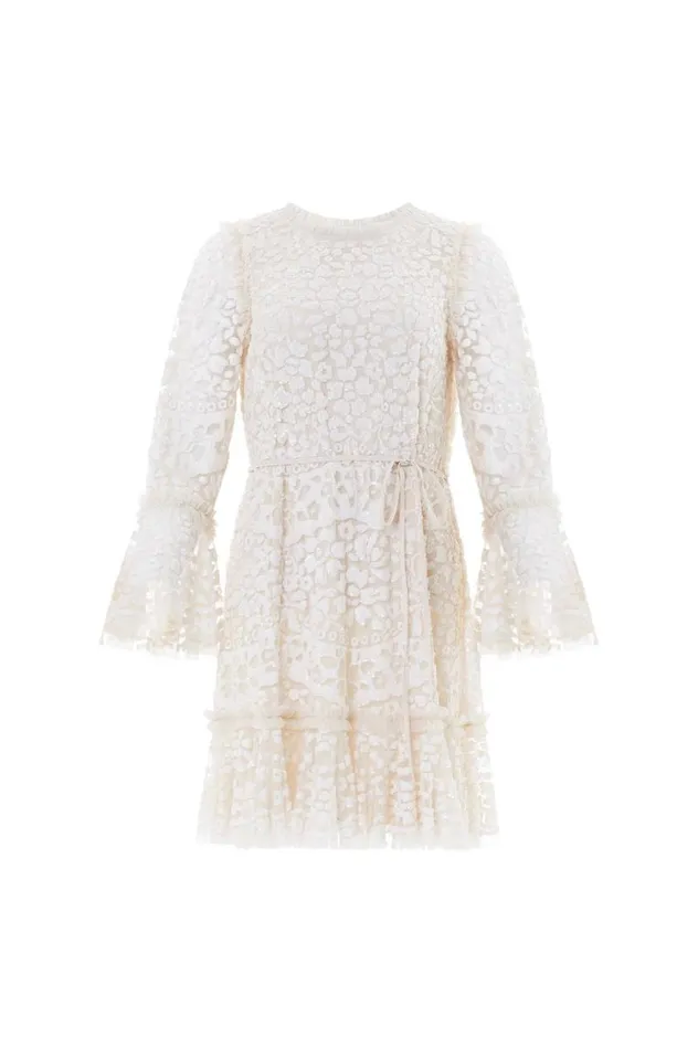 Needle and Thread Dresses Annie Sequin Tiered Mini Dress Champagne 8211 Women