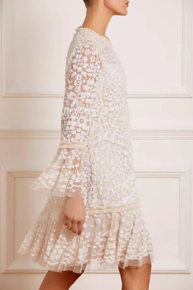 Needle and Thread Dresses Annie Sequin Tiered Mini Dress Champagne 8211 Women