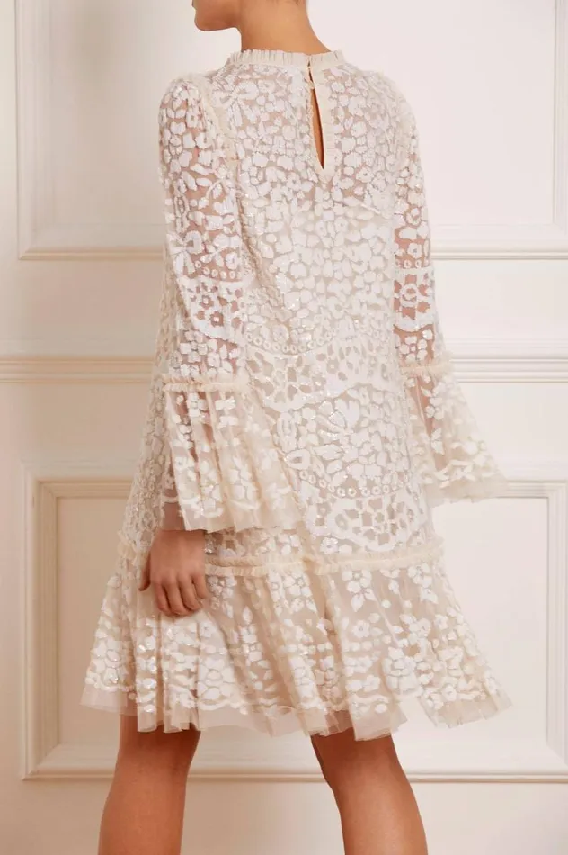 Needle and Thread Dresses Annie Sequin Tiered Mini Dress Champagne 8211 Women