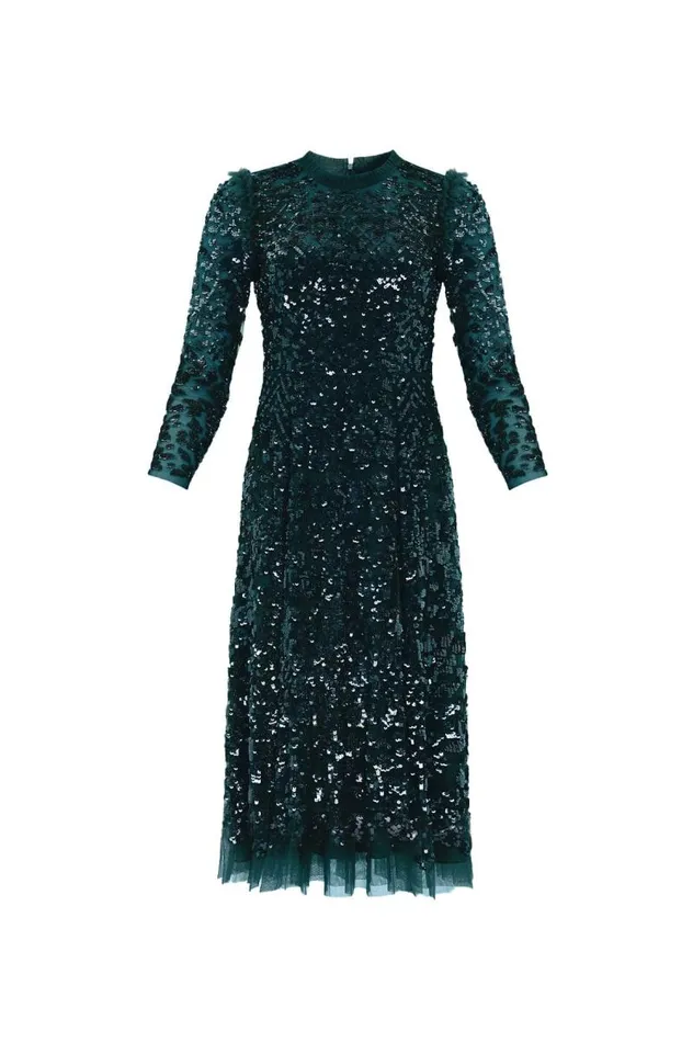 Needle and Thread Dresses Aurelia Long Sleeve Ballerina Dress Green 8211 Women