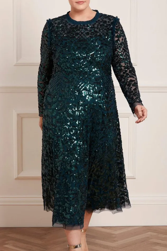 Needle and Thread Dresses Aurelia Long Sleeve Ballerina Dress Green 8211 Women