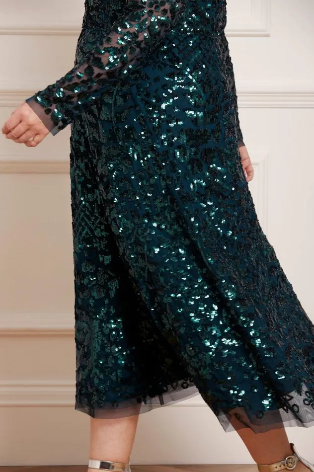Needle and Thread Dresses Aurelia Long Sleeve Ballerina Dress Green 8211 Women