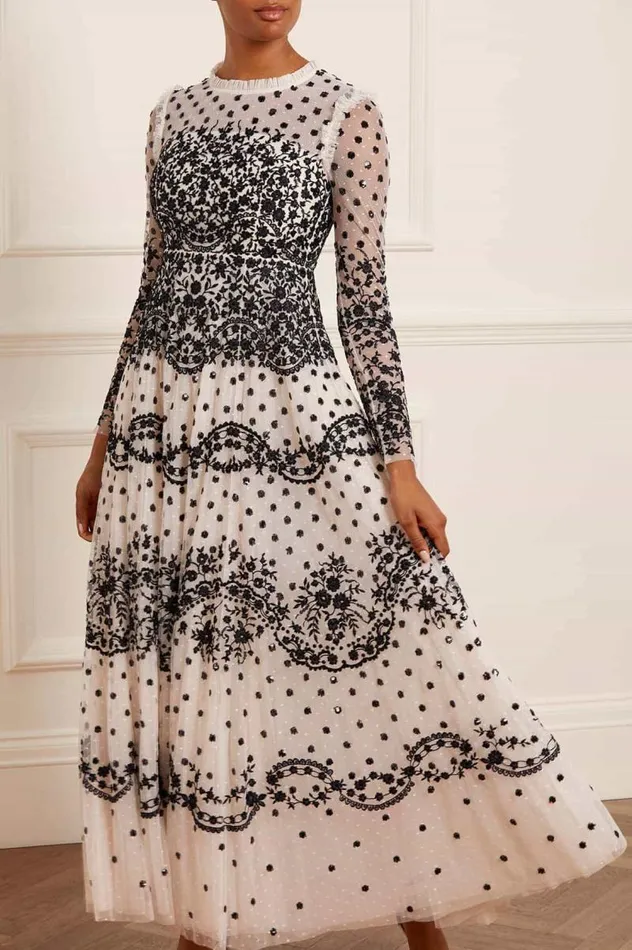 Needle and Thread Dresses Beatrice Long Sleeve Gown Champagne 8211 Women