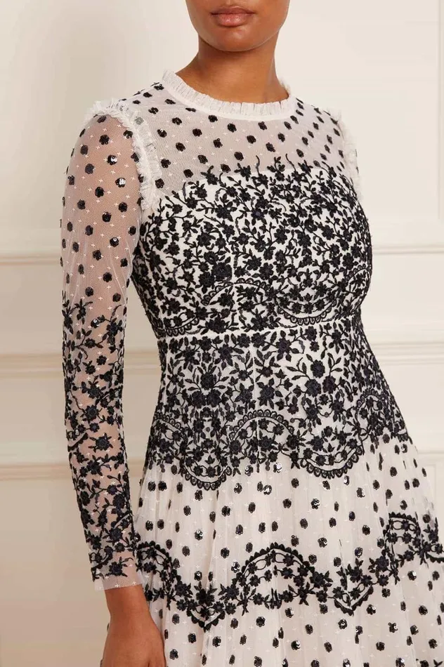 Needle and Thread Dresses Beatrice Long Sleeve Gown Champagne 8211 Women