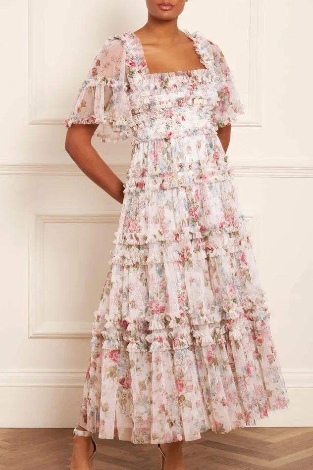 Needle and Thread Dresses Floral Fantasy Peaches Smocked Ankle Gown Multi 8211 Women