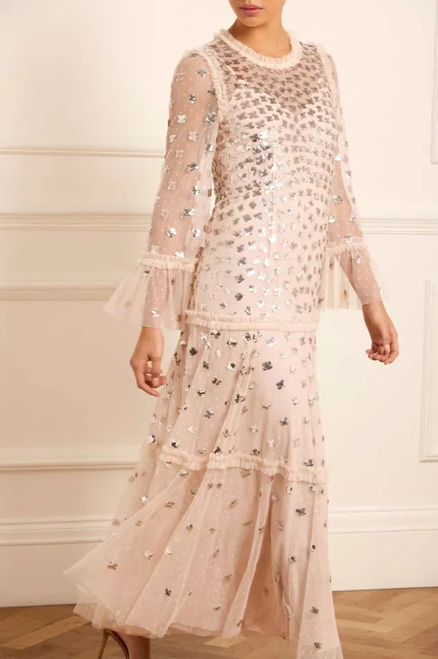 Needle and Thread Dresses Glisten Tiered Ankle Gown Beige 8211 Women