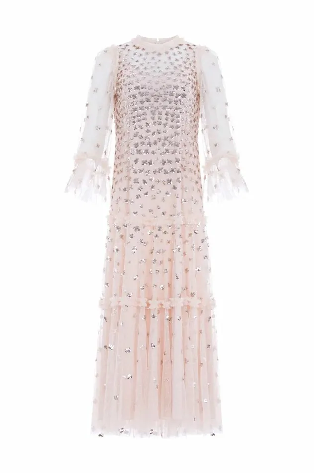 Needle and Thread Dresses Glisten Tiered Ankle Gown Beige 8211 Women