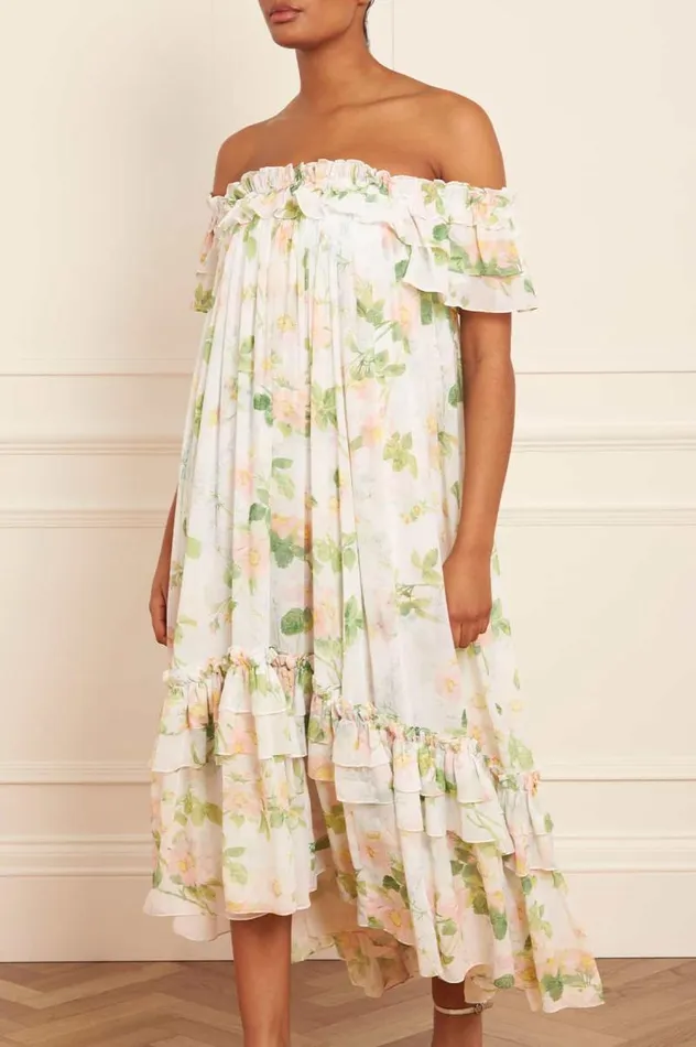 Needle and Thread Dresses Immortal Rose Aria Chiffon OffShoulder Ankle Gown Multi 8211 Women