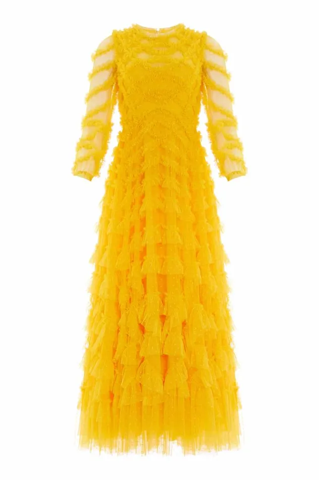 Needle and Thread Dresses Lana Round Neck Gown Yellow 8211 Women