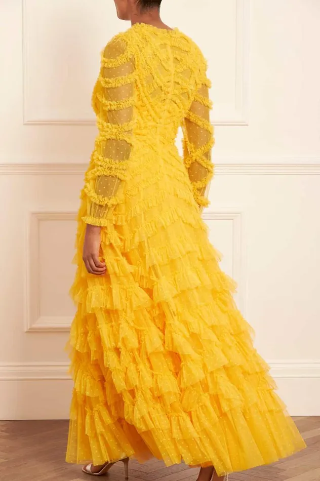 Needle and Thread Dresses Lana Round Neck Gown Yellow 8211 Women