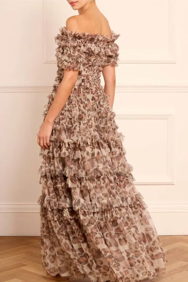 Needle and Thread Dresses Leopard Lisette OffShoulder Gown Multi 8211 Women