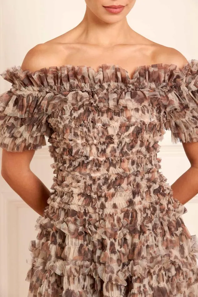 Needle and Thread Dresses Leopard Lisette OffShoulder Micro Mini Dress Multi 8211 Women