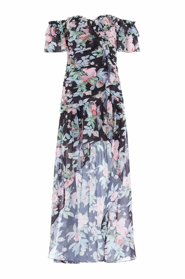 Needle and Thread Dresses Paradise Garden Susie Chiffon HighLow Dress Black 8211 Women