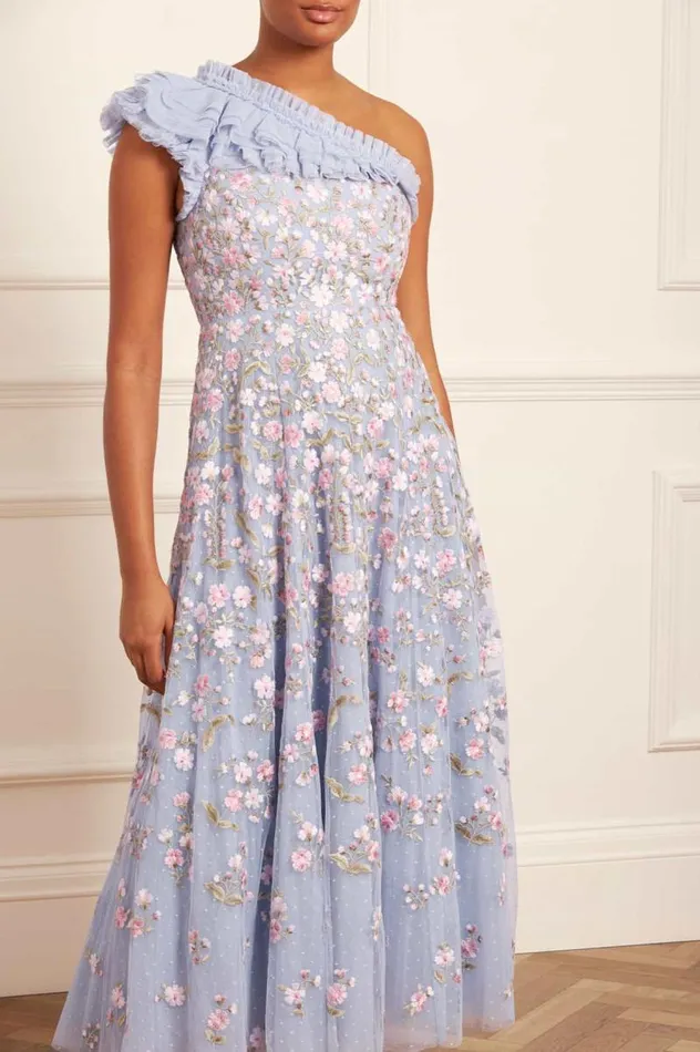 Needle and Thread Dresses Posy Pirouette OneShoulder Ankle Gown Blue 8211 Women