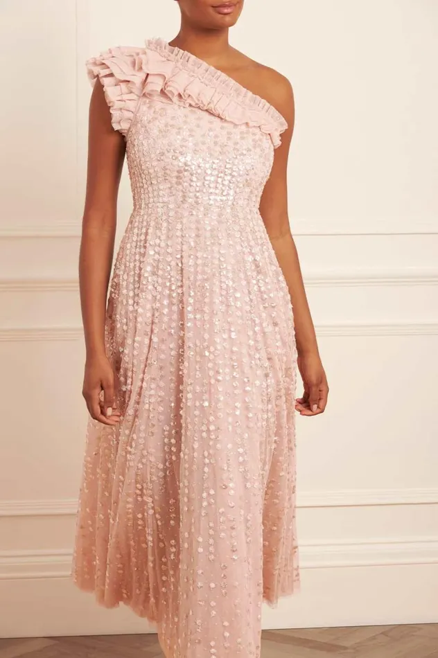 Needle and Thread Dresses Raindrop OneShoulder Ankle Gown Beige 8211 Women