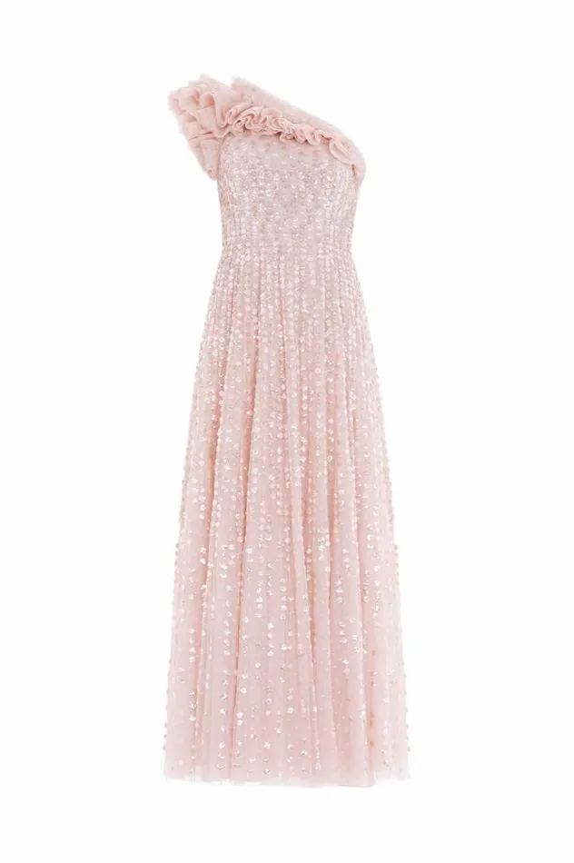 Needle and Thread Dresses Raindrop OneShoulder Ankle Gown Beige 8211 Women