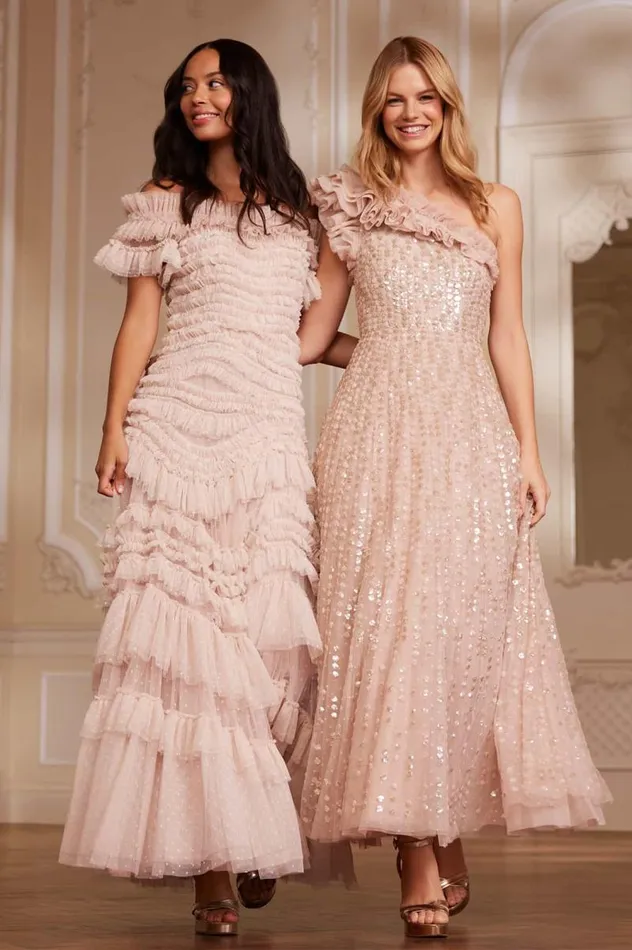 Needle and Thread Dresses Raindrop OneShoulder Ankle Gown Beige 8211 Women