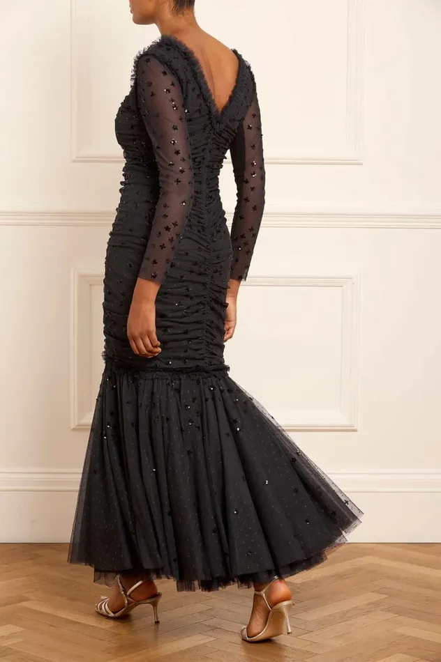 Needle and Thread Dresses Scatter Sequin Long Sleeve Ankle Gown Black 8211 Women