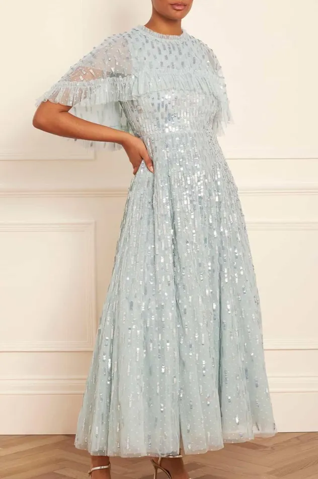 Needle and Thread Dresses Sequin Dash Cape Ankle Gown Blue 8211 Women