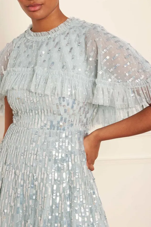 Needle and Thread Dresses Sequin Dash Cape Ankle Gown Blue 8211 Women