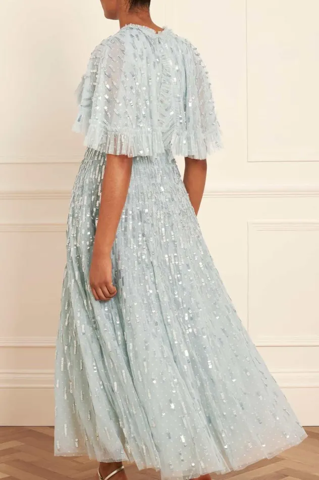 Needle and Thread Dresses Sequin Dash Cape Ankle Gown Blue 8211 Women