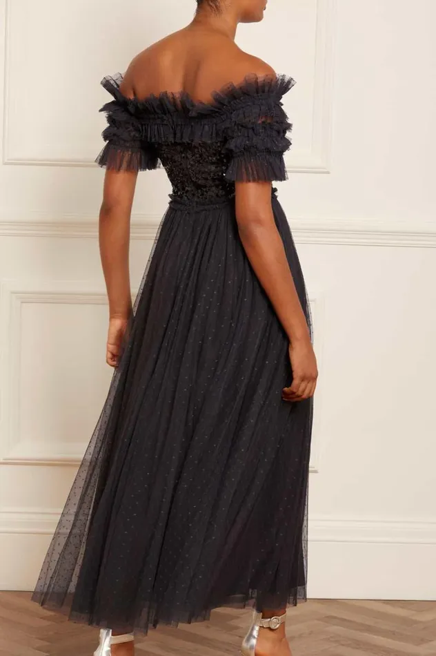 Needle and Thread Dresses Sequin Wreath Bodice OffShoulder Ankle Gown Black 8211 Women
