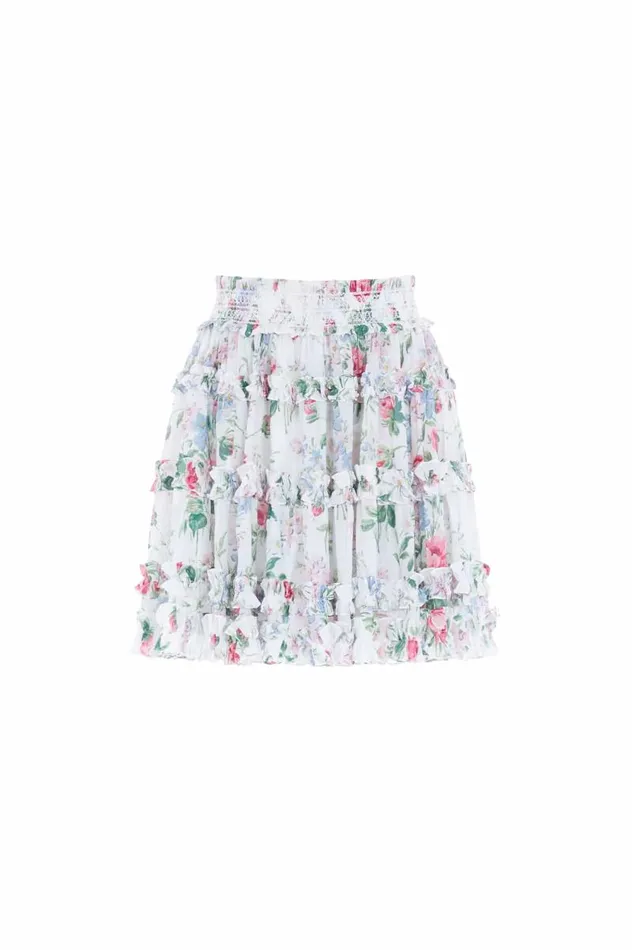 Needle and Thread Skirts Floral Fantasy Chiffon Smocked Micro Mini Skirt Multi 8211 Women