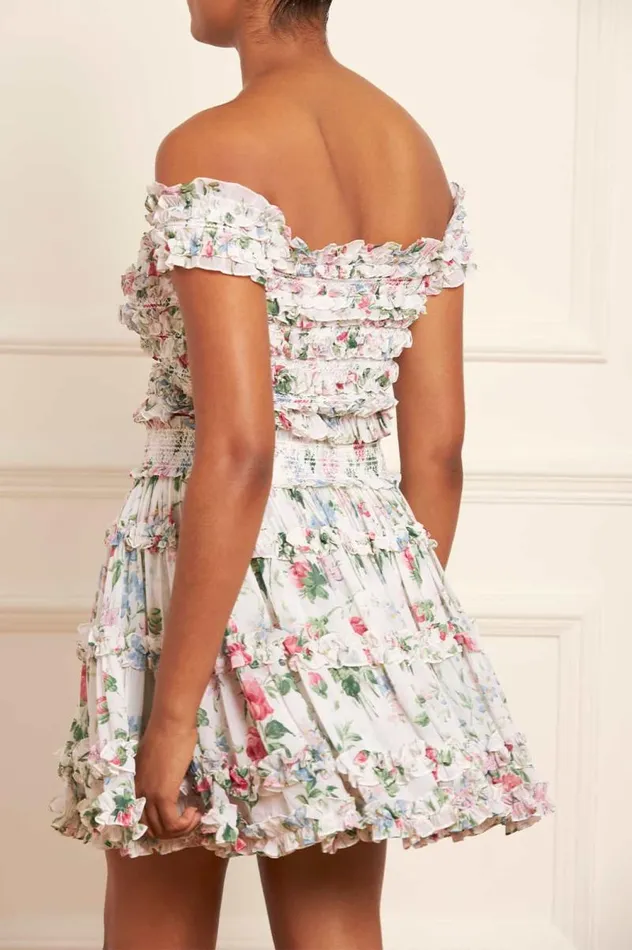Needle and Thread Skirts Floral Fantasy Chiffon Smocked Micro Mini Skirt Multi 8211 Women