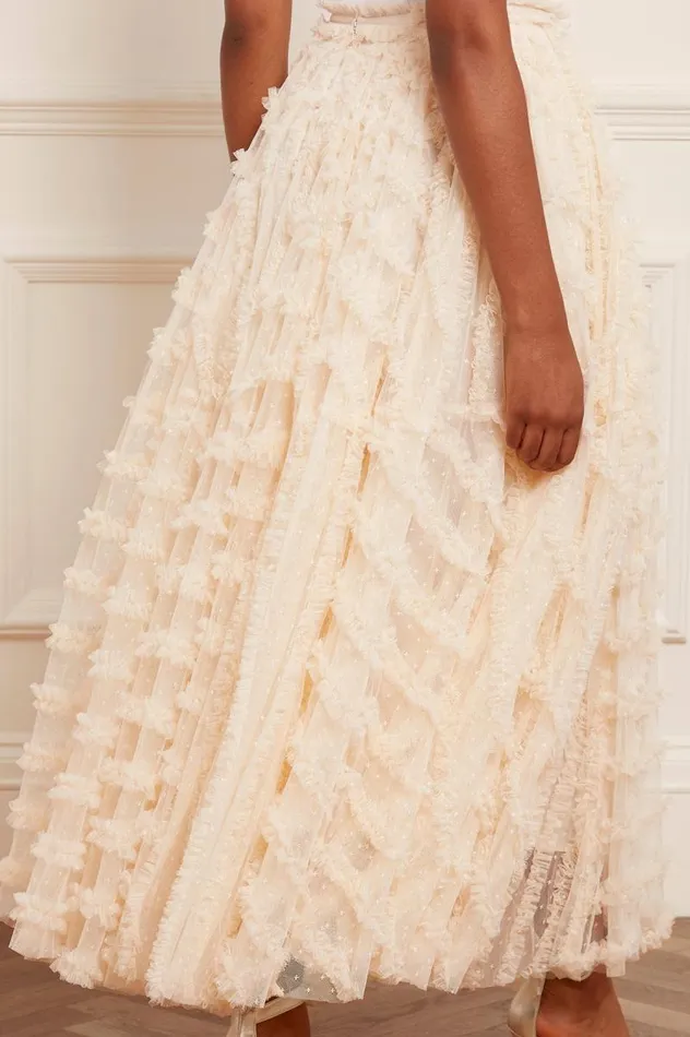 Needle and Thread Skirts Florence Ruffle Ankle Skirt Champagne 8211 Women
