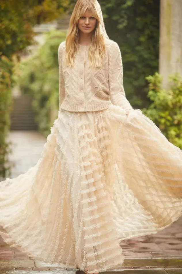 Needle and Thread Skirts Florence Ruffle Ankle Skirt Champagne 8211 Women