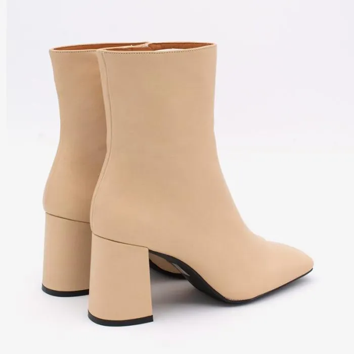 ngel Alarcn Boots And Booties Woman DRIMIA 8211 Square Toe Leather Booties Wide Heel And Zip