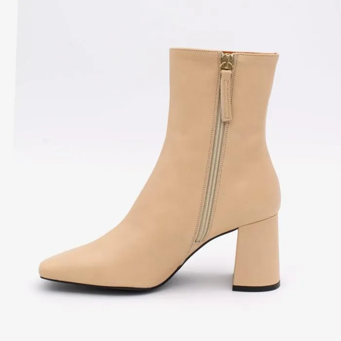 ngel Alarcn Boots And Booties Woman DRIMIA 8211 Square Toe Leather Booties Wide Heel And Zip