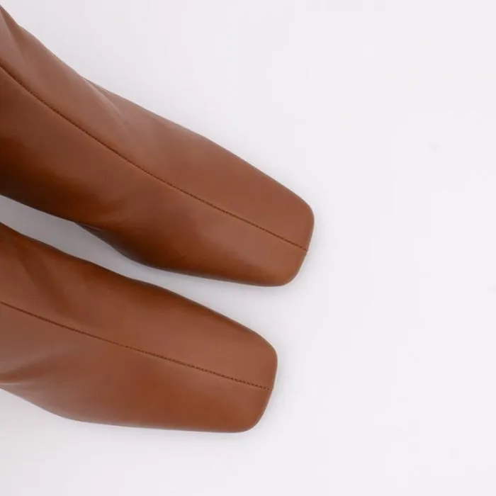 ngel Alarcn Boots And Booties Woman DRISCE 8211 Square Toe Leather Booties Wide Heel And Zip