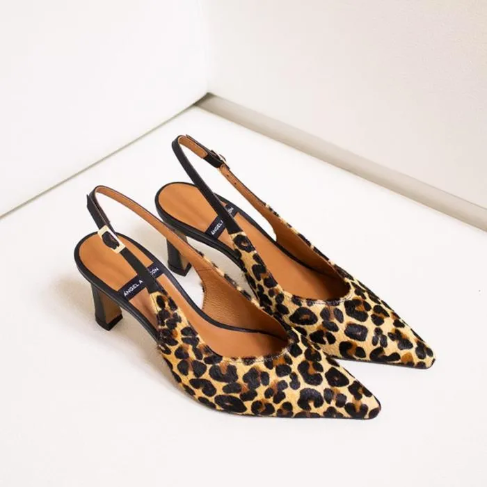 ngel Alarcn Pumps And High Heels Woman HALDESA 8211 Print Cheetah Ankle Strap Pointedtoe Stiletto