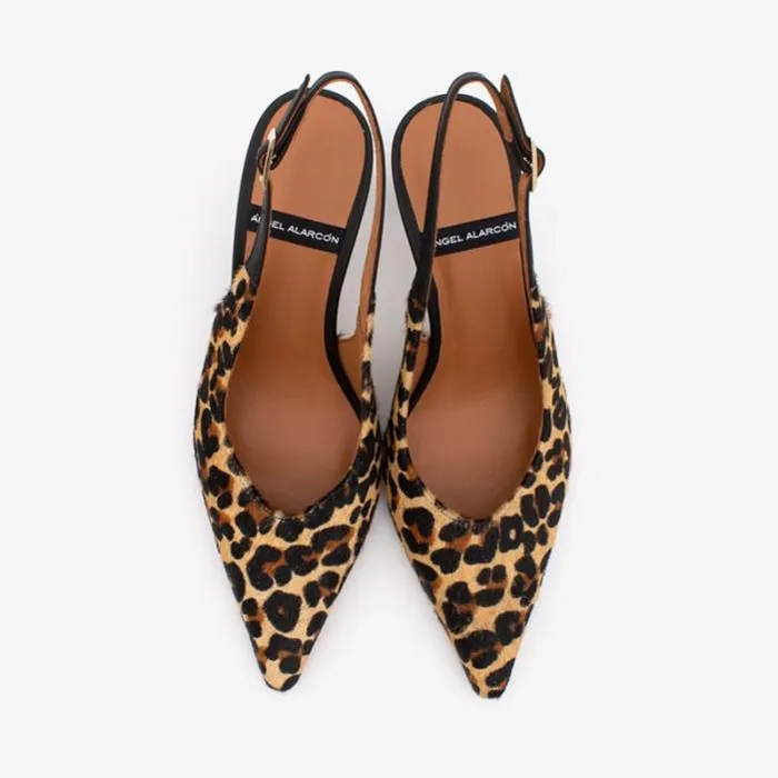 ngel Alarcn Pumps And High Heels Woman HALDESA 8211 Print Cheetah Ankle Strap Pointedtoe Stiletto