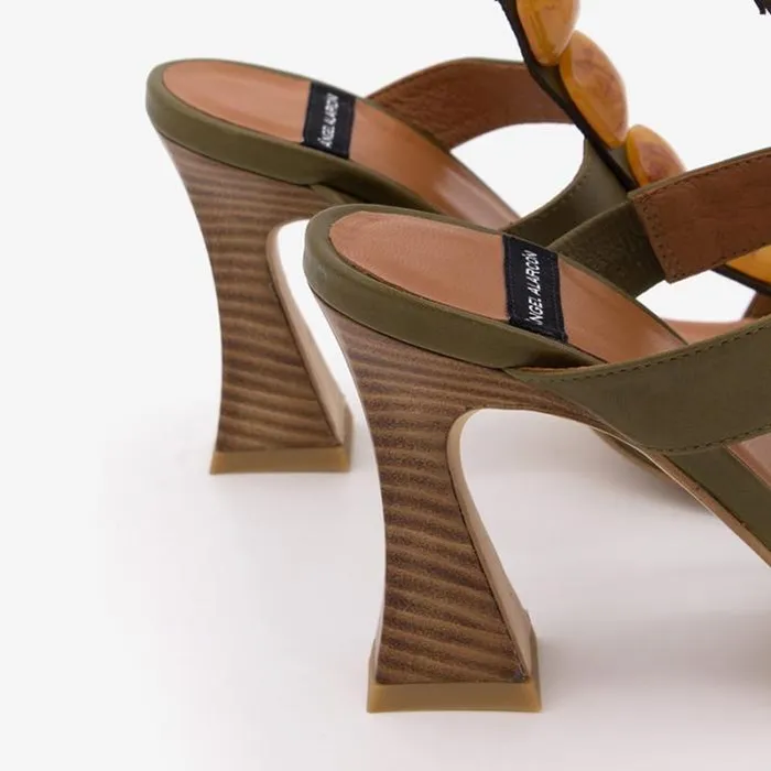 ngel Alarcn Sandals Woman MASAL 8211 Leather Ankle Tstrap High Heel Sandal With Carey Ornament
