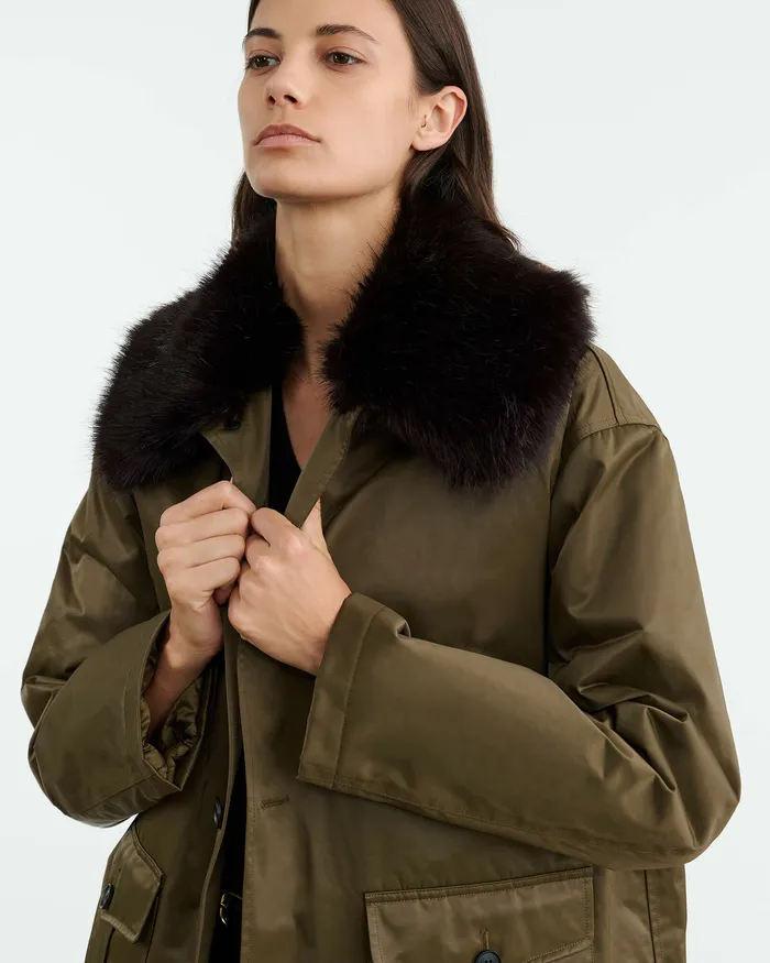Nili Lotan BLAISE PARKA Army Green Black Women Jackets and Blazers