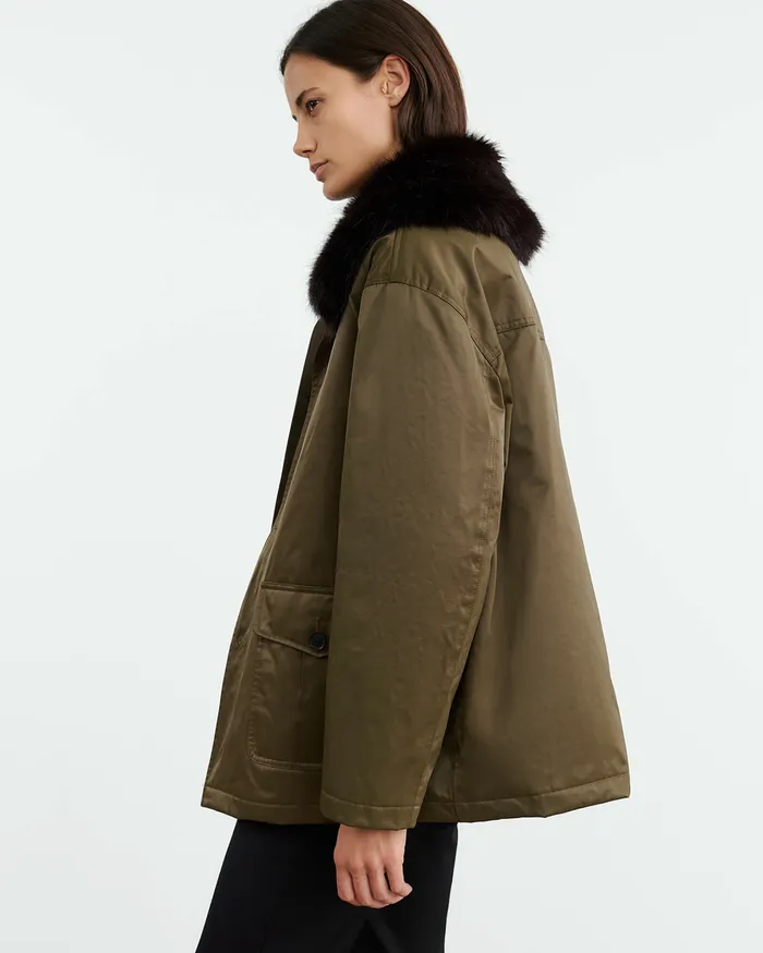 Nili Lotan BLAISE PARKA Army Green Black Women Jackets and Blazers
