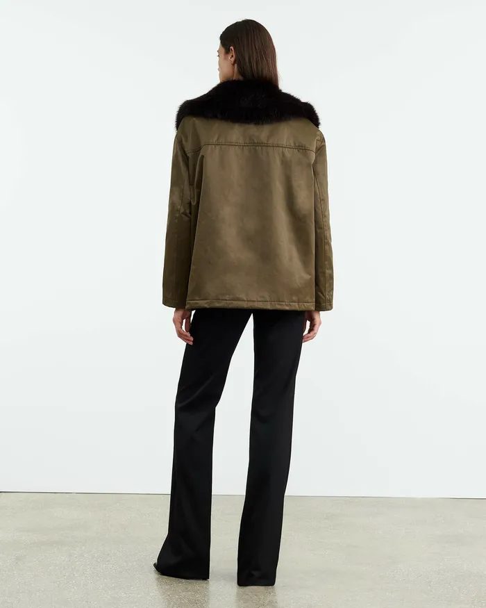 Nili Lotan BLAISE PARKA Army Green Black Women Jackets and Blazers