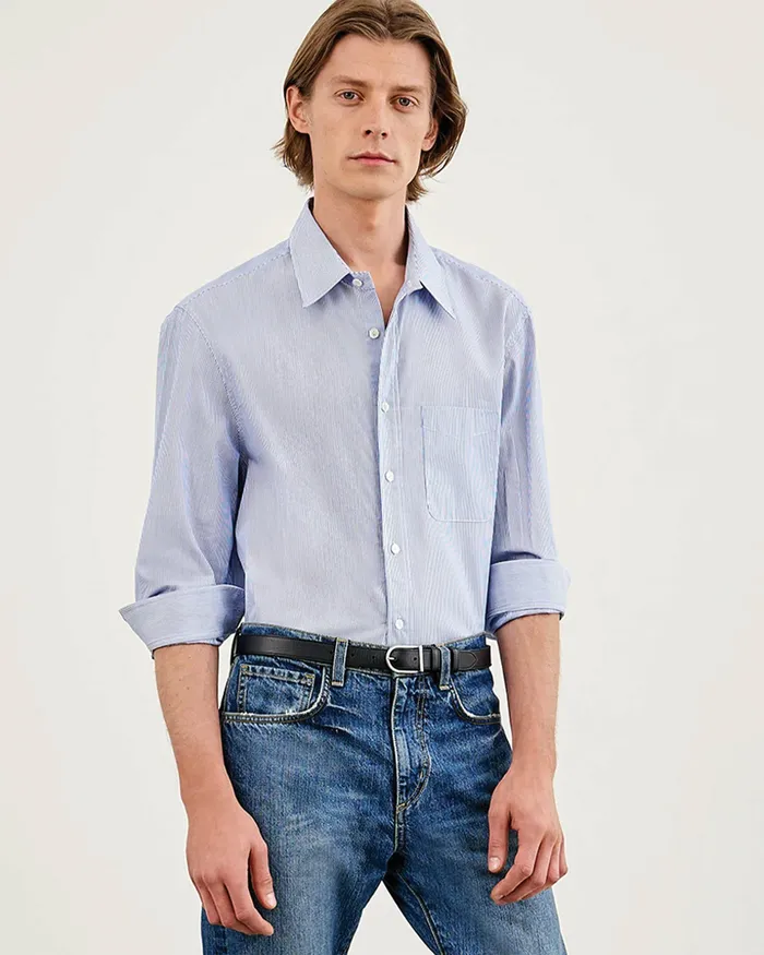 Nili Lotan Shirts Men FINN SHIRT BlueWhite Stripe