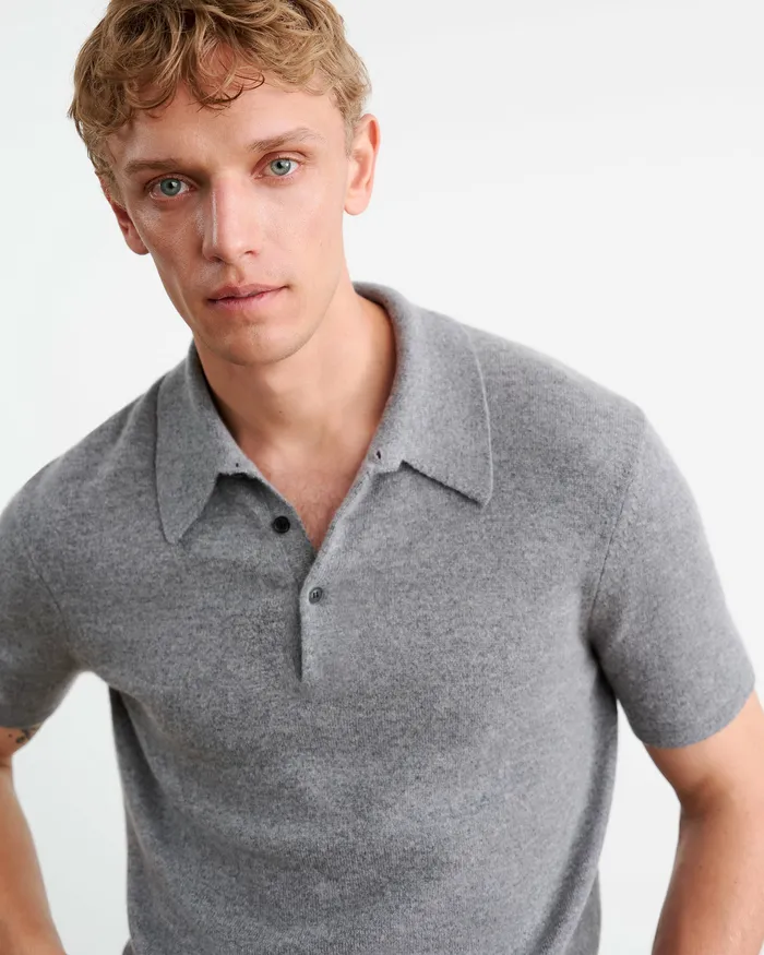 Nili Lotan Sweaters Men MYLES CASHMERE POLO Medium Grey Melange