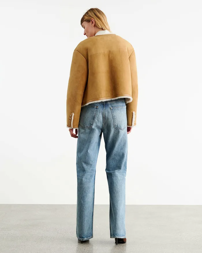 Nili Lotan ZANIE SHEARLING JACKET TanNatural Women Jackets and Blazers