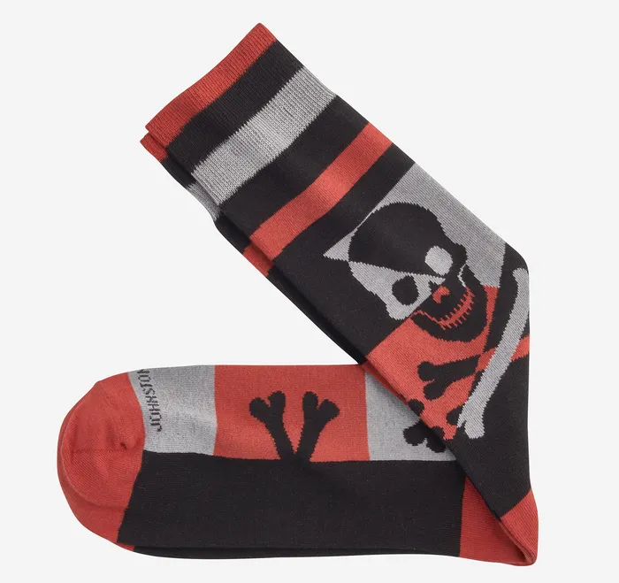 Novelty Socks Black Multi Geometric Skull Icon Socks Johnston and Murphy Men